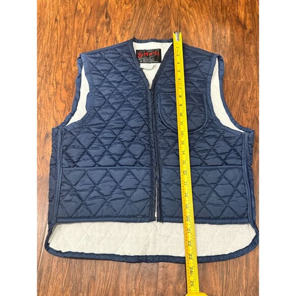 VINTAGE 70s Quilted Nylon Navy St. Moritz Vest Front Pocket Small Made in Korea - Picture 4 of 9